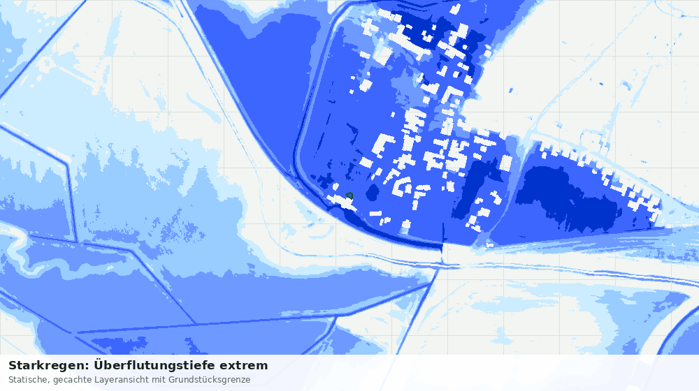 Statische Kartenansicht: Starkregen: Überflutungstiefe extrem