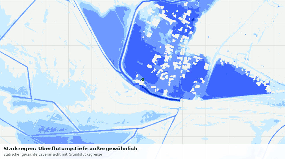 Statische Kartenansicht: Starkregen: Überflutungstiefe außergewöhnlich