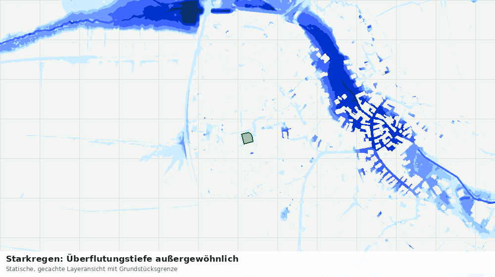 Statische Kartenansicht: Starkregen: Überflutungstiefe außergewöhnlich