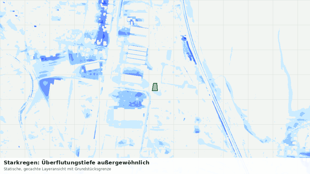 Statische Kartenansicht: Starkregen: Überflutungstiefe außergewöhnlich