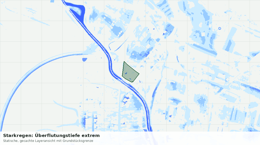 Statische Kartenansicht: Starkregen: Überflutungstiefe extrem