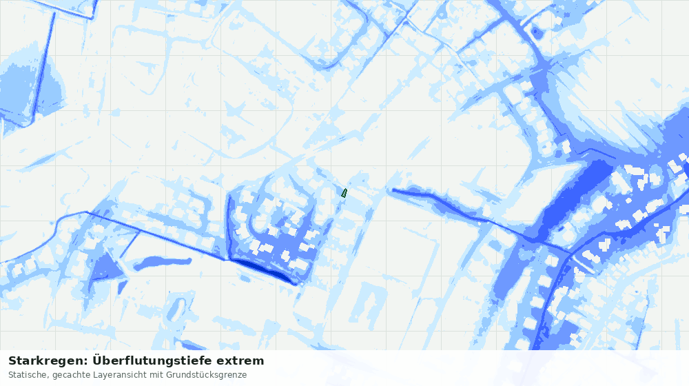 Statische Kartenansicht: Starkregen: Überflutungstiefe extrem