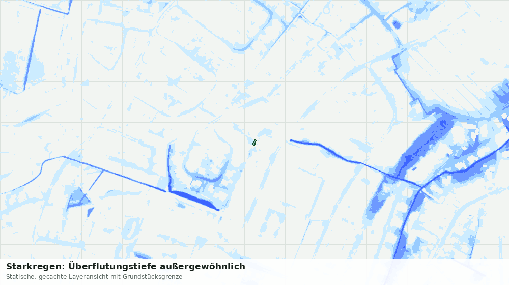 Statische Kartenansicht: Starkregen: Überflutungstiefe außergewöhnlich