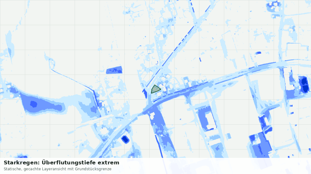 Statische Kartenansicht: Starkregen: Überflutungstiefe extrem
