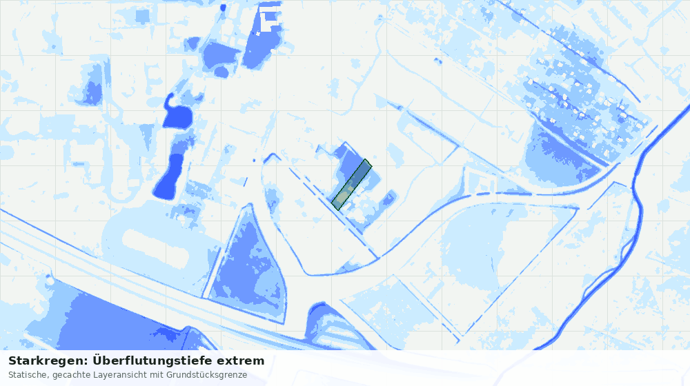Statische Kartenansicht: Starkregen: Überflutungstiefe extrem