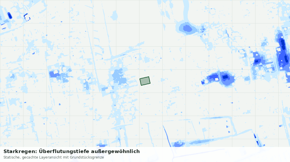 Statische Kartenansicht: Starkregen: Überflutungstiefe außergewöhnlich
