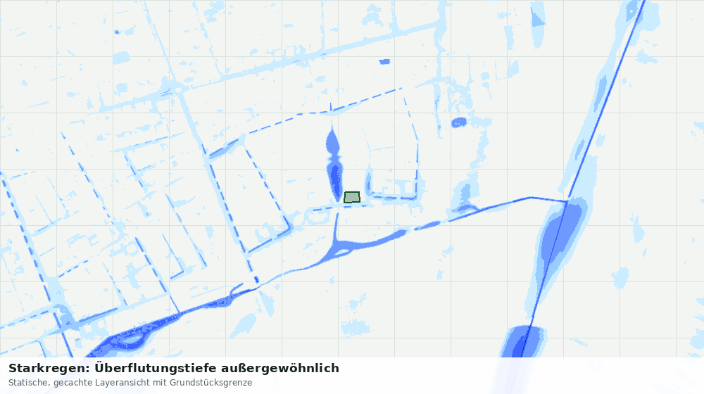 Statische Kartenansicht: Starkregen: Überflutungstiefe außergewöhnlich