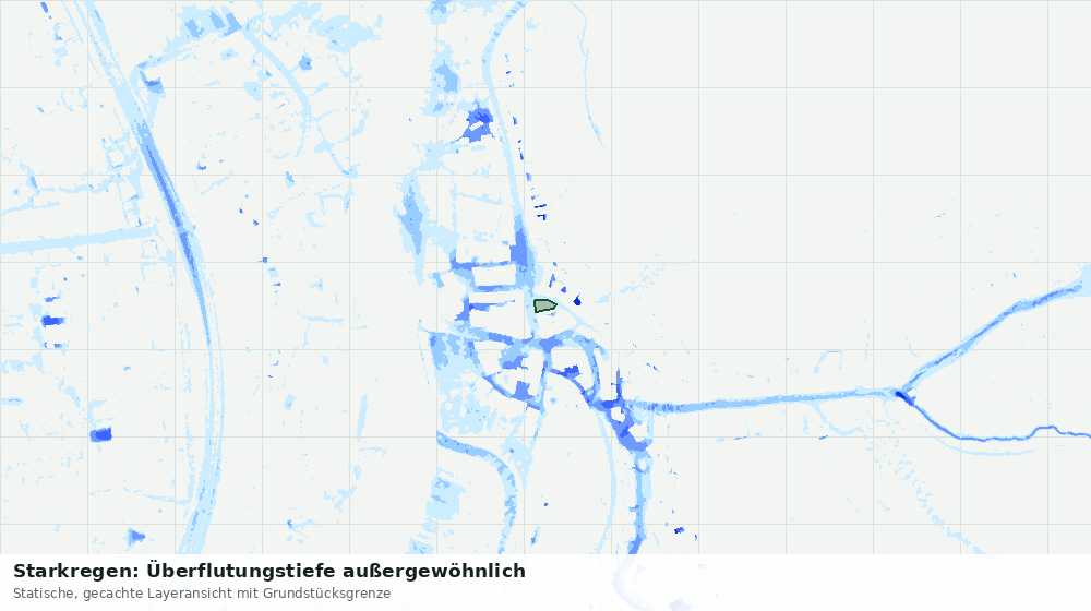 Statische Kartenansicht: Starkregen: Überflutungstiefe außergewöhnlich