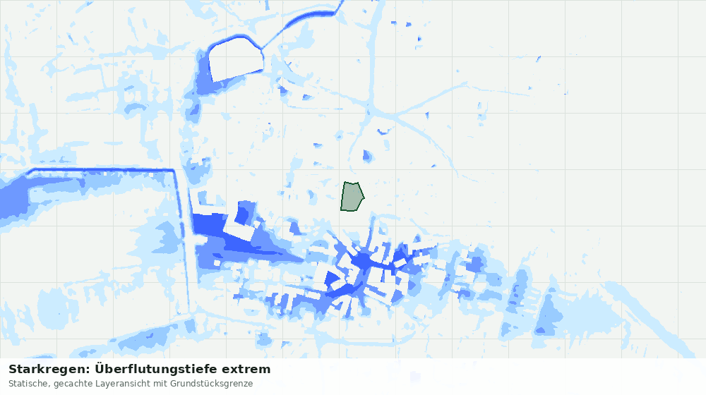 Statische Kartenansicht: Starkregen: Überflutungstiefe extrem