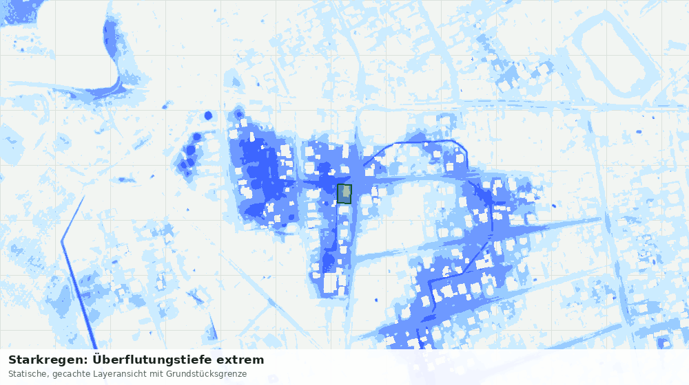 Statische Kartenansicht: Starkregen: Überflutungstiefe extrem