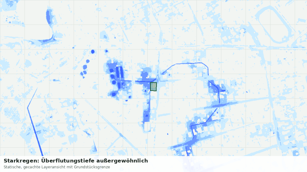 Statische Kartenansicht: Starkregen: Überflutungstiefe außergewöhnlich