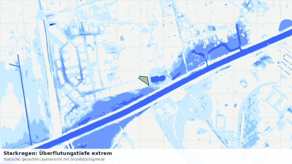 Statische Kartenansicht: Starkregen: Überflutungstiefe extrem