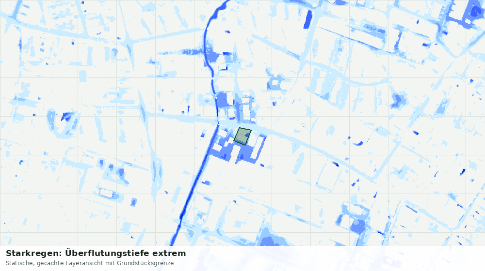Statische Kartenansicht: Starkregen: Überflutungstiefe extrem