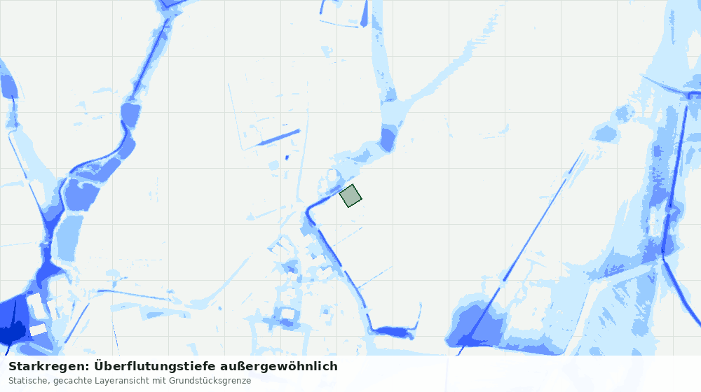 Statische Kartenansicht: Starkregen: Überflutungstiefe außergewöhnlich