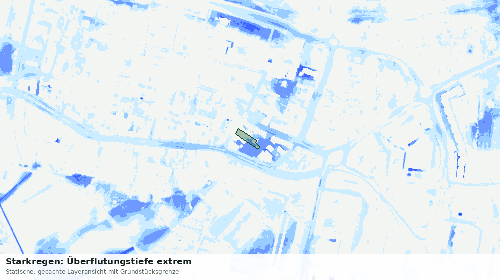 Statische Kartenansicht: Starkregen: Überflutungstiefe extrem