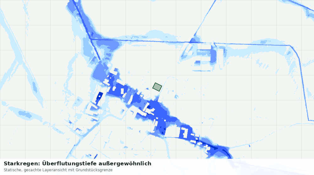 Statische Kartenansicht: Starkregen: Überflutungstiefe außergewöhnlich