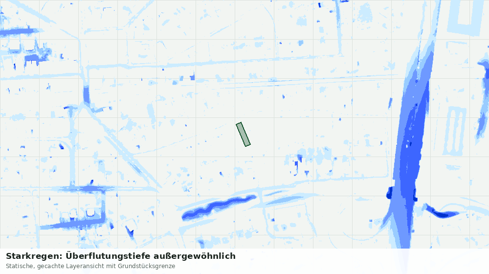 Statische Kartenansicht: Starkregen: Überflutungstiefe außergewöhnlich