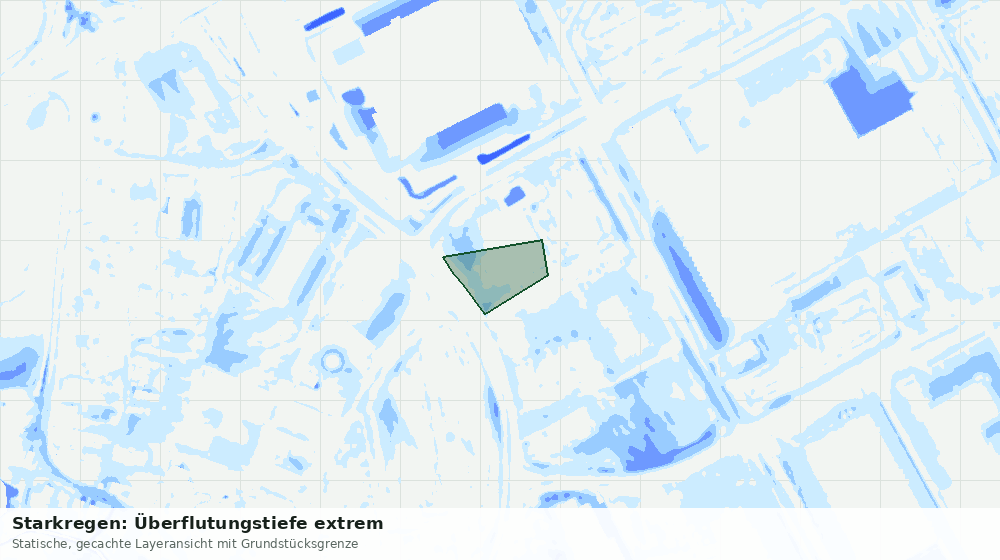 Statische Kartenansicht: Starkregen: Überflutungstiefe extrem