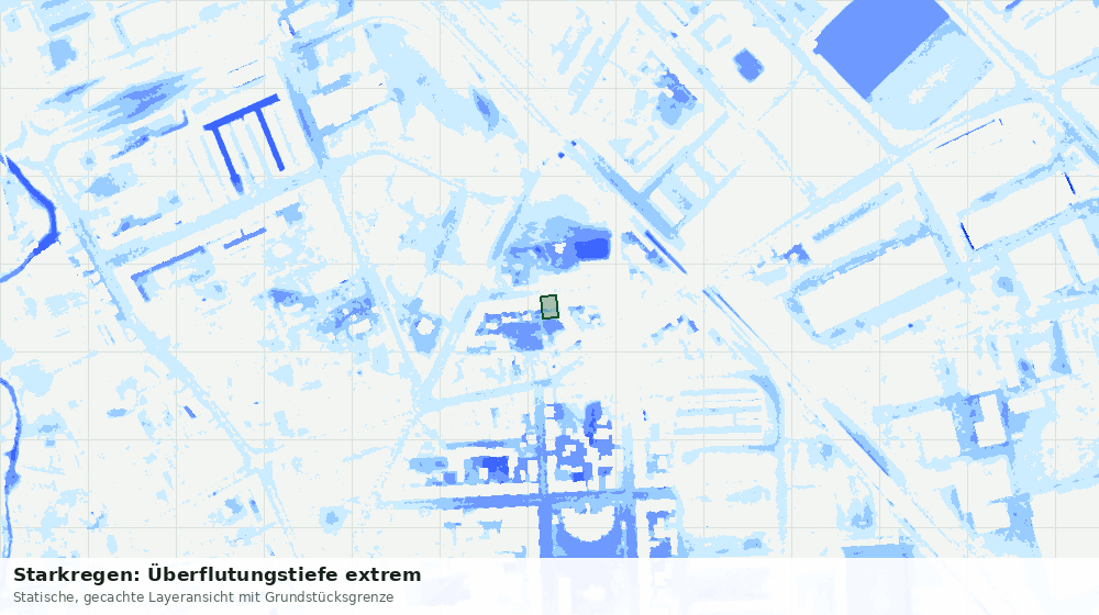 Statische Kartenansicht: Starkregen: Überflutungstiefe extrem