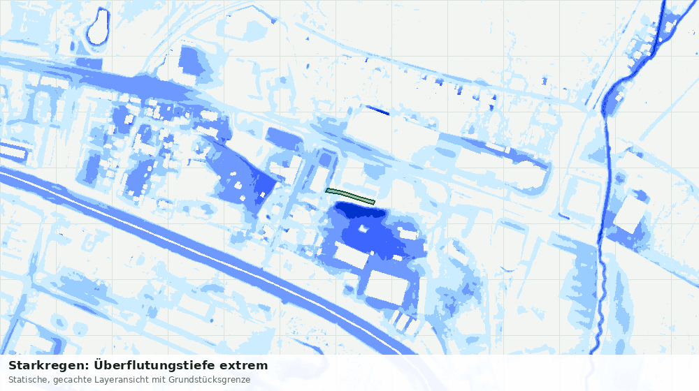 Statische Kartenansicht: Starkregen: Überflutungstiefe extrem