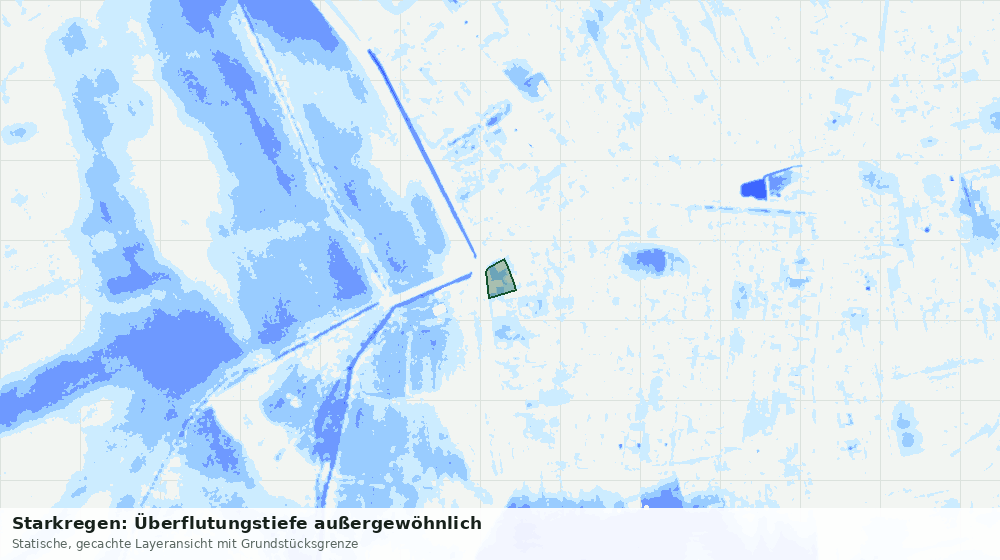 Statische Kartenansicht: Starkregen: Überflutungstiefe außergewöhnlich