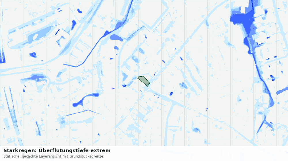 Statische Kartenansicht: Starkregen: Überflutungstiefe extrem