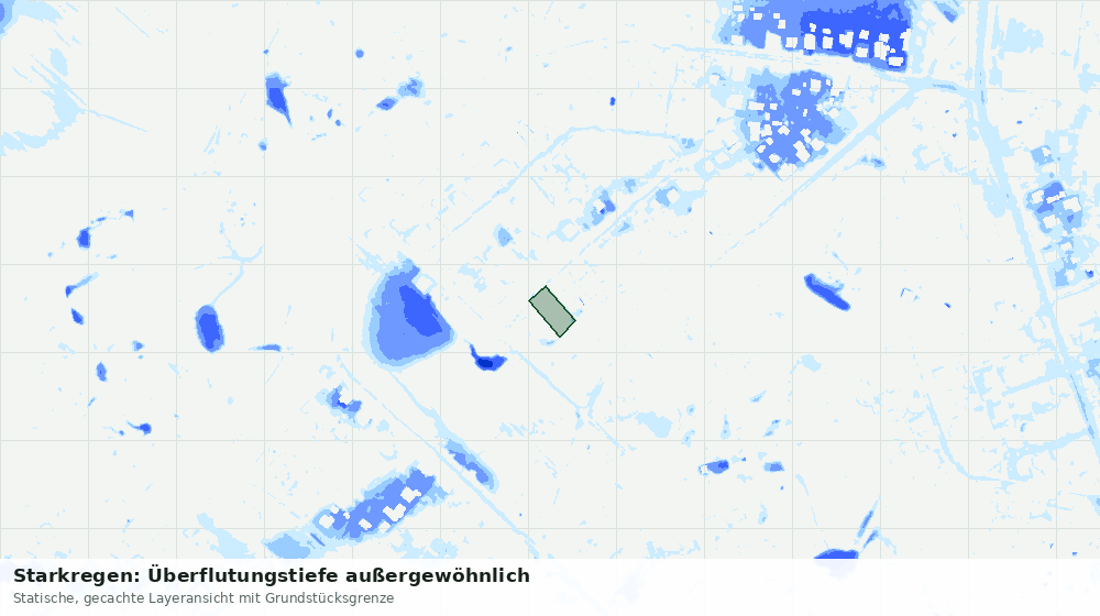 Statische Kartenansicht: Starkregen: Überflutungstiefe außergewöhnlich
