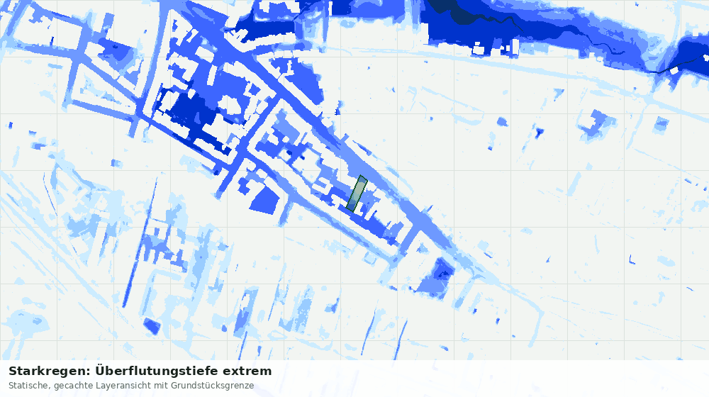 Statische Kartenansicht: Starkregen: Überflutungstiefe extrem