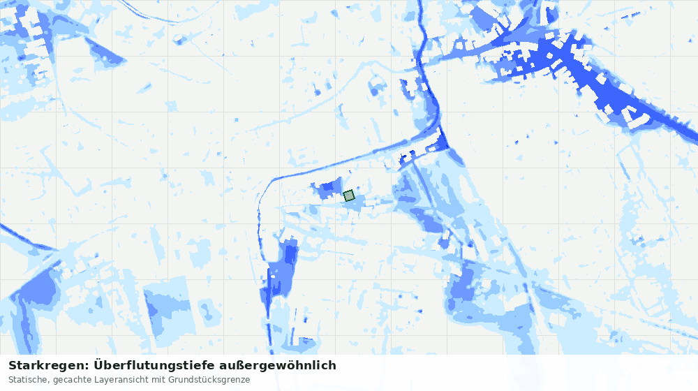 Statische Kartenansicht: Starkregen: Überflutungstiefe außergewöhnlich