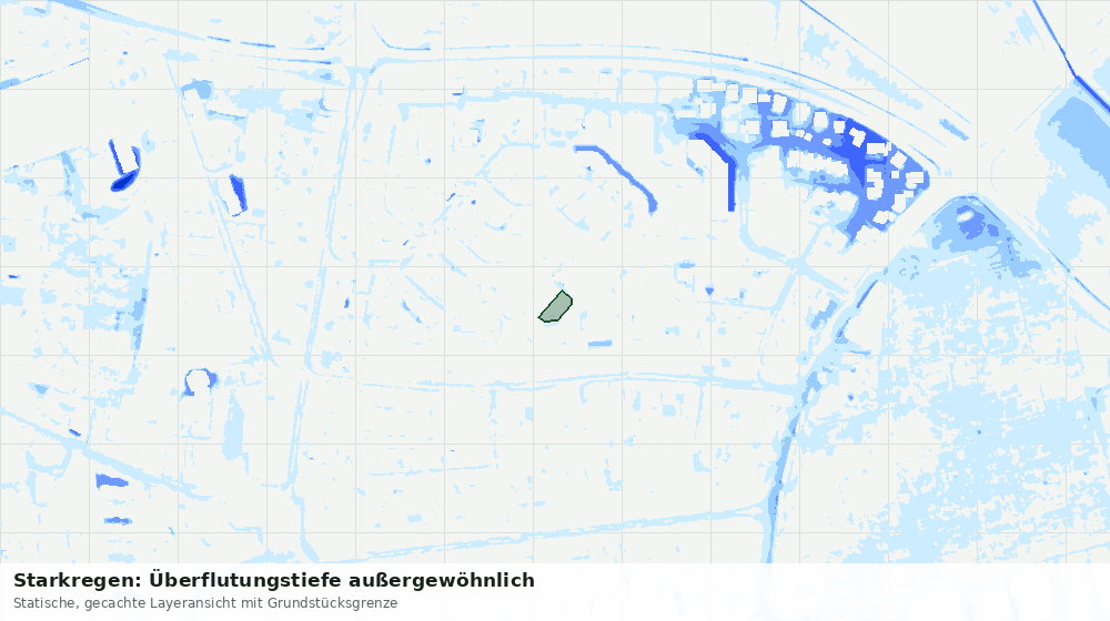 Statische Kartenansicht: Starkregen: Überflutungstiefe außergewöhnlich