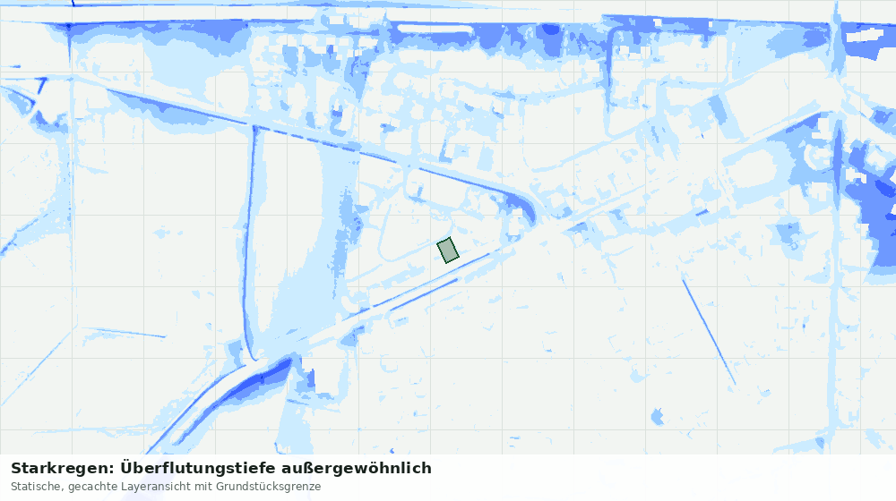 Statische Kartenansicht: Starkregen: Überflutungstiefe außergewöhnlich