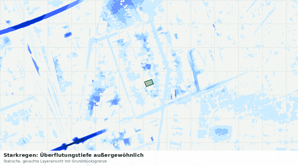 Statische Kartenansicht: Starkregen: Überflutungstiefe außergewöhnlich