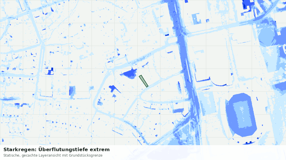 Statische Kartenansicht: Starkregen: Überflutungstiefe extrem