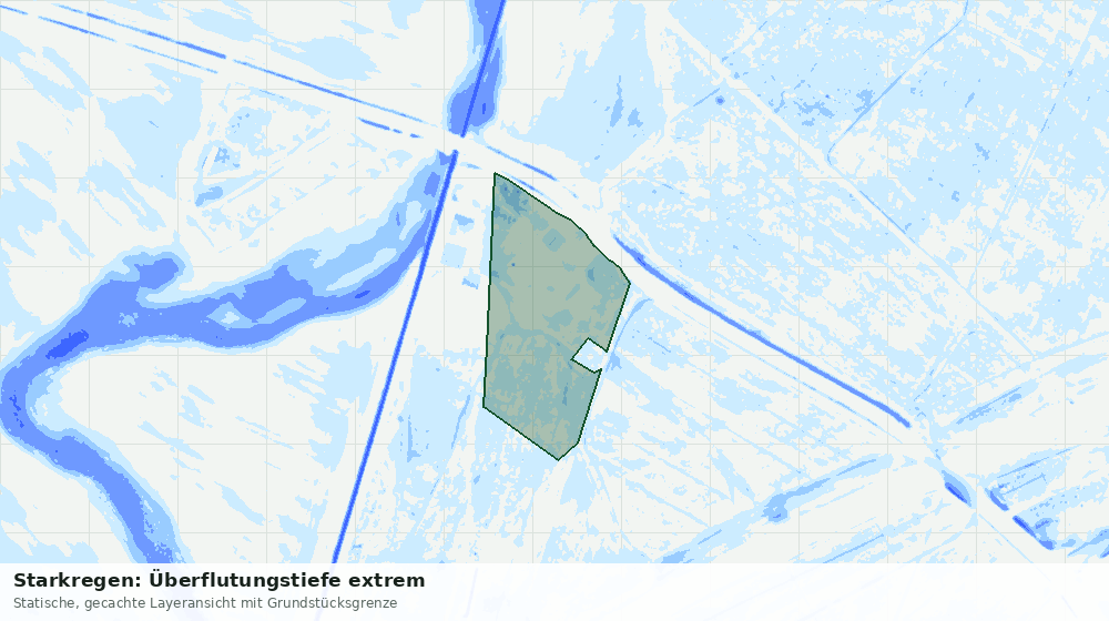 Statische Kartenansicht: Starkregen: Überflutungstiefe extrem