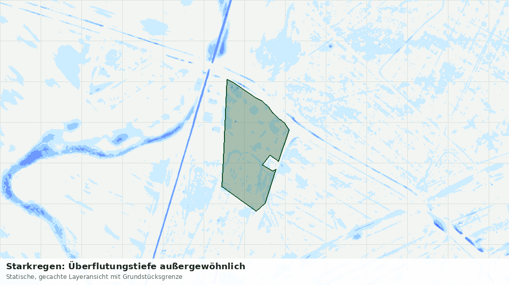Statische Kartenansicht: Starkregen: Überflutungstiefe außergewöhnlich