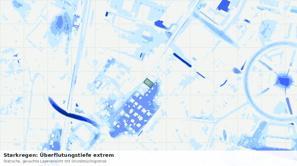 Statische Kartenansicht: Starkregen: Überflutungstiefe extrem