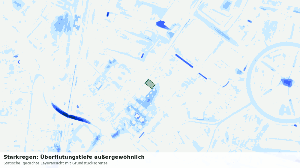 Statische Kartenansicht: Starkregen: Überflutungstiefe außergewöhnlich