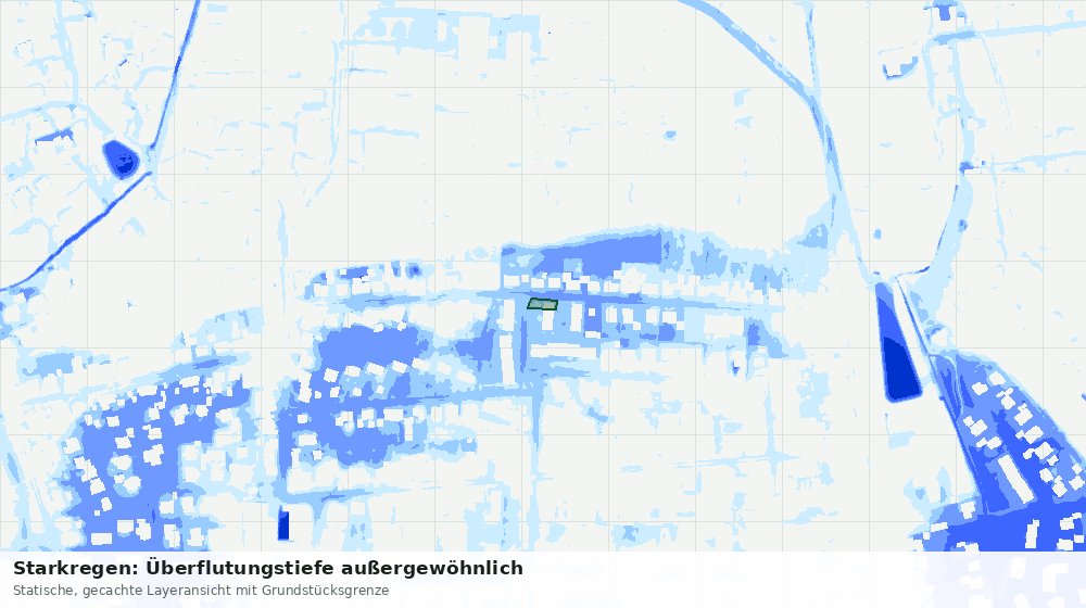 Statische Kartenansicht: Starkregen: Überflutungstiefe außergewöhnlich