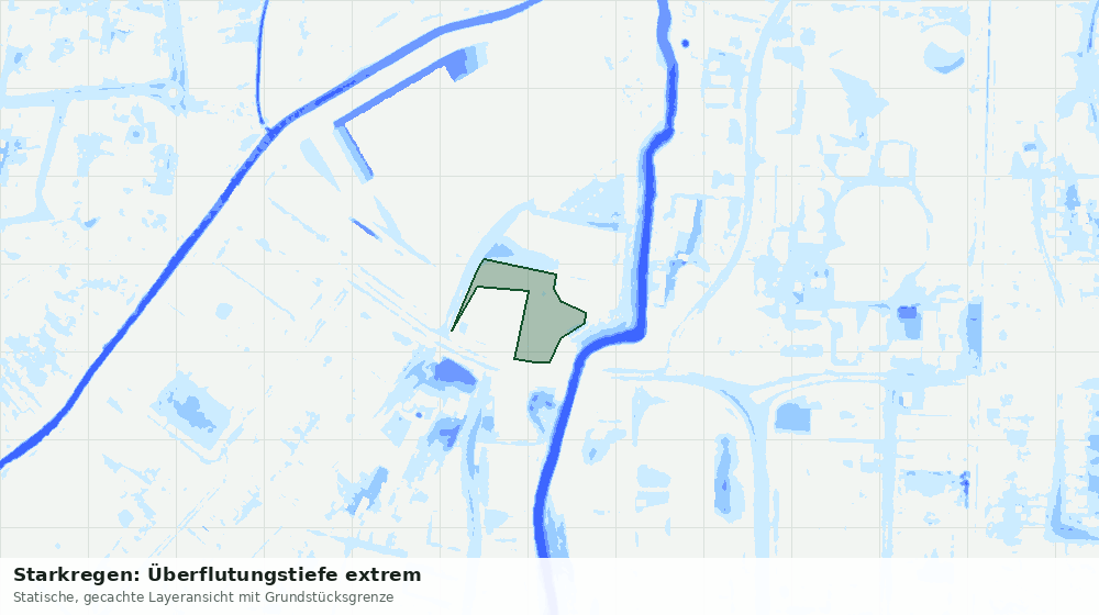 Statische Kartenansicht: Starkregen: Überflutungstiefe extrem