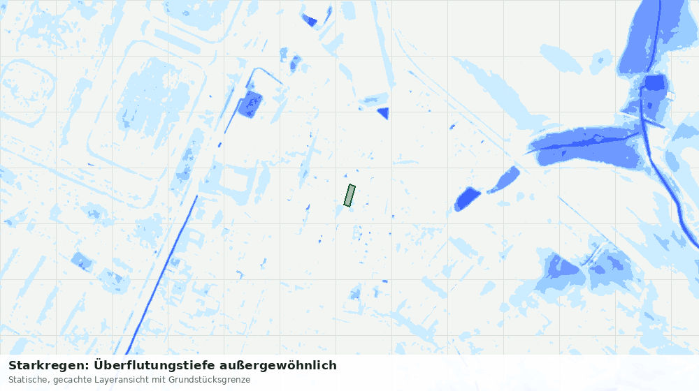 Statische Kartenansicht: Starkregen: Überflutungstiefe außergewöhnlich