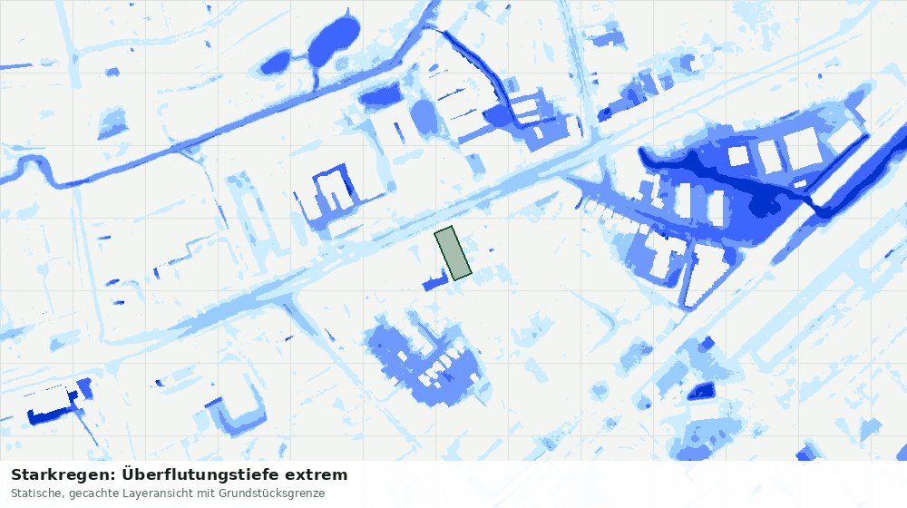 Statische Kartenansicht: Starkregen: Überflutungstiefe extrem