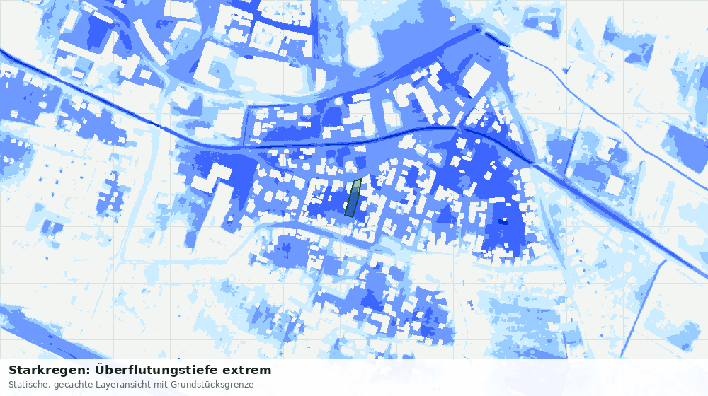 Statische Kartenansicht: Starkregen: Überflutungstiefe extrem