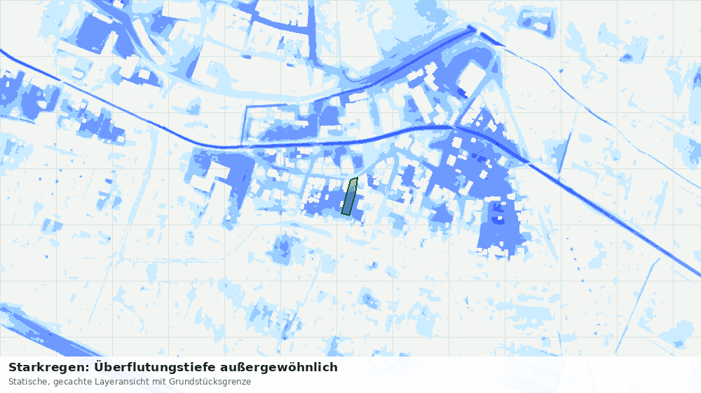 Statische Kartenansicht: Starkregen: Überflutungstiefe außergewöhnlich