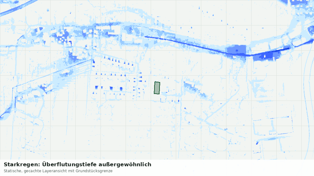 Statische Kartenansicht: Starkregen: Überflutungstiefe außergewöhnlich