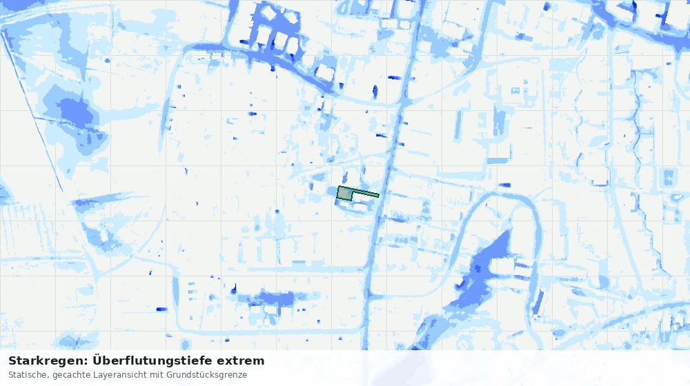 Statische Kartenansicht: Starkregen: Überflutungstiefe extrem