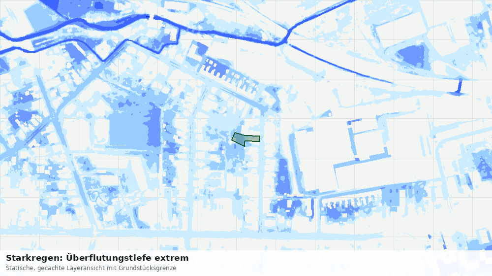 Statische Kartenansicht: Starkregen: Überflutungstiefe extrem