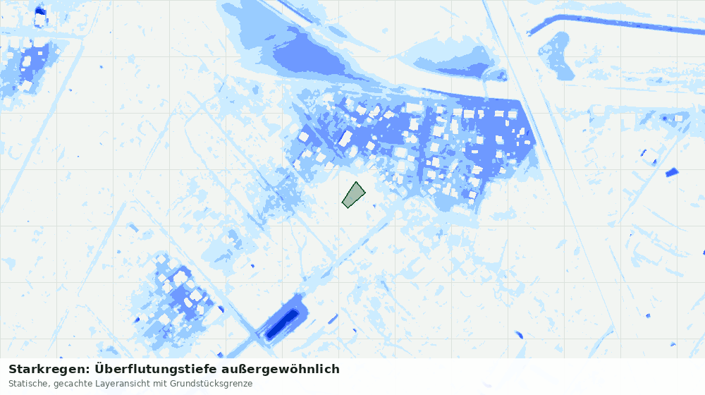 Statische Kartenansicht: Starkregen: Überflutungstiefe außergewöhnlich