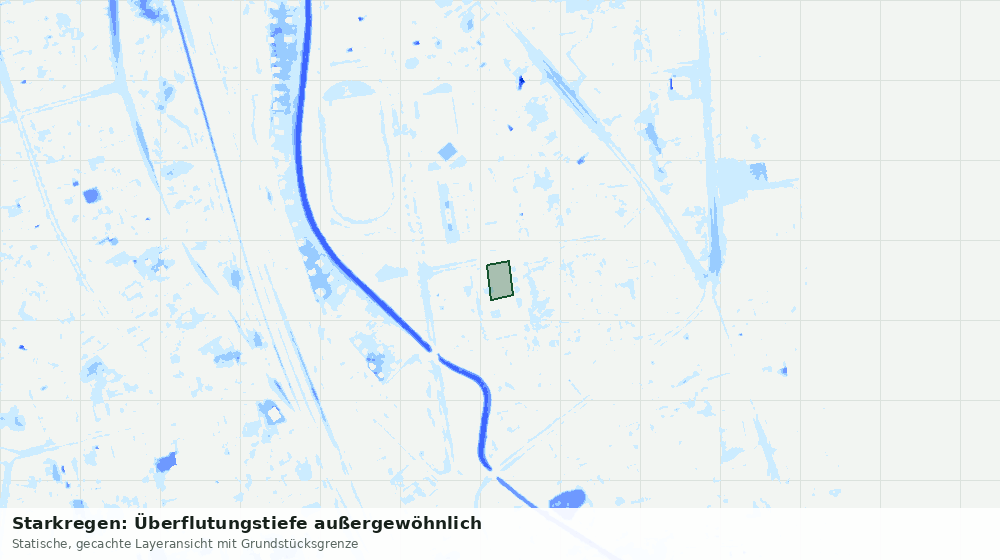 Statische Kartenansicht: Starkregen: Überflutungstiefe außergewöhnlich