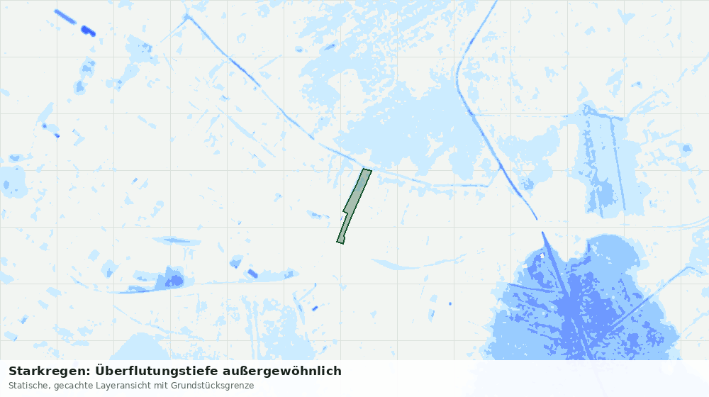 Statische Kartenansicht: Starkregen: Überflutungstiefe außergewöhnlich