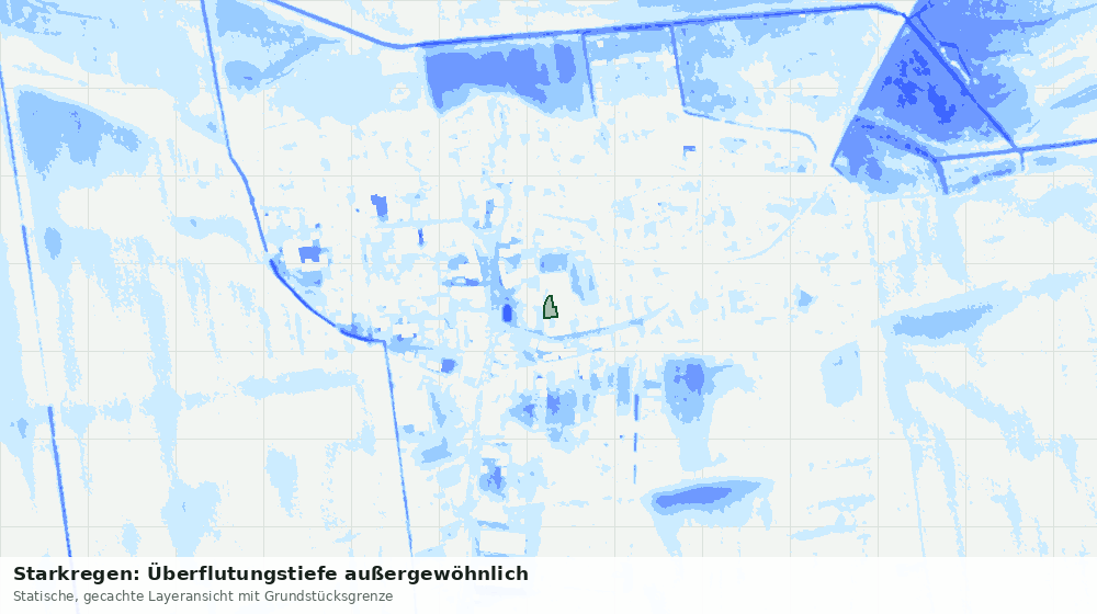 Statische Kartenansicht: Starkregen: Überflutungstiefe außergewöhnlich